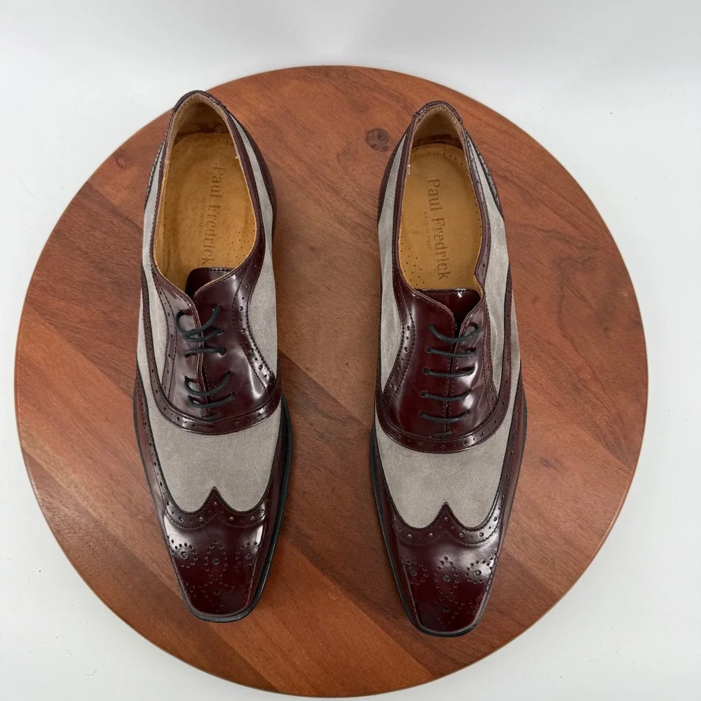 Paul Frederick Cuoio Wingtip Square Toe Oxford Dress Shoes  Italy Mens 12